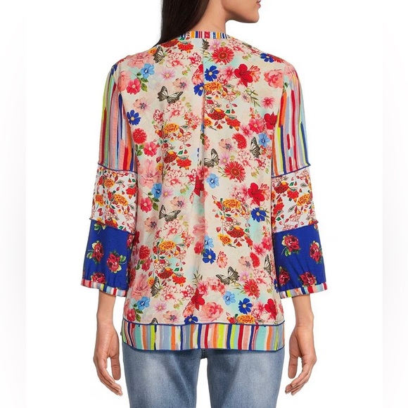 John Mark Embroidered Floral Print Woven Tunic - Picture 2 of 8